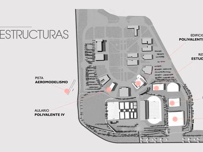 Proyecto del futuro campus de la Universidad Rey Juan Carlos destinado al deporte en Fuenlabrada.