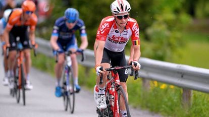 El ciclista belga Bjorg Lambrecht, durante una etapa del Tour de Noruega el pasado junio.