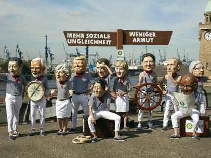 Acto simbólico de Oxfam ante la Cumbre del G20 en Hamburgo en julio de 2017. Imagen de Mike Auerbach.