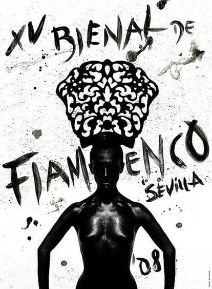 Cartel de la XV Bienal de Arte Flamenco de Sevilla, presentada ayer en Madrid, obra del fotógrafo colombiano Ruvén Afanador