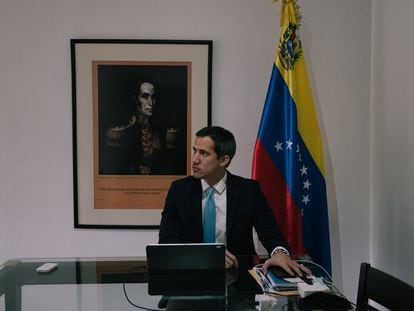 Juan Guaidó durante la entrevista en su oficina de Caracas, Venezuela, el 26 de noviembre de 2021.