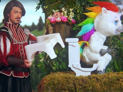 Imagen del anuncio del orinal Squatty Potty: más de un millón de unidades vendidas en 2018.