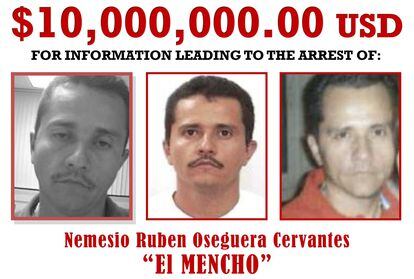 Cartel de recompensa de Nemesio Oseguera, alias 'El Mencho'.