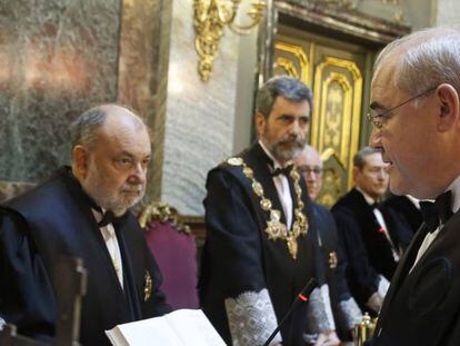 Pablo Llarena durante su toma de posesi&oacute;n en el Supremo, en marzo de 2016.