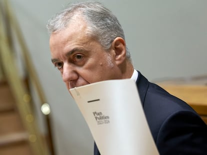 El lehendakari, Iñigo Urkullu, intervenía este viernes en el pleno de control del Parlamento vasco.