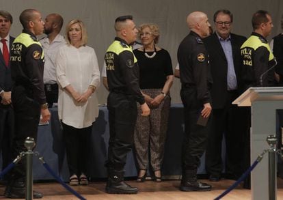 Carmena, durante el acto del patr&oacute;n de la Polic&iacute;a Municipal.