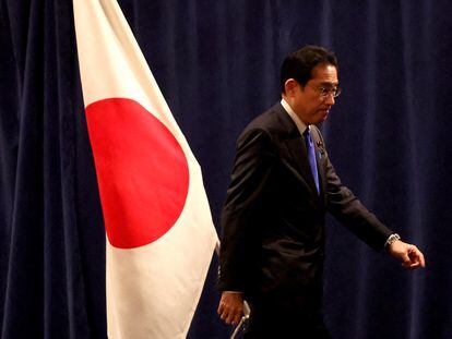El primer ministro de Japón, Fumio Kishida, tras la rueda de prensa en Washington, el sábado pasado.