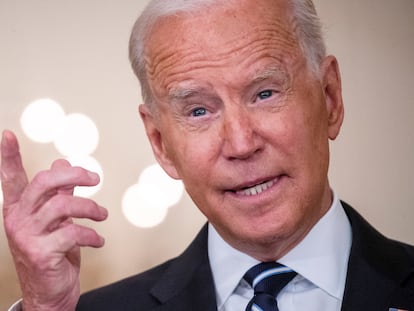 El presidente de EE UU, Joe Biden, comparece para hablar sobre del programa de vacunación en la Casa Blanca.