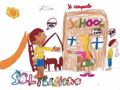 Uno de los dibujos de niños recogidos en el concurso de Unicef 'Yo cuento', que invitaba a los menores a pintar la crisis.