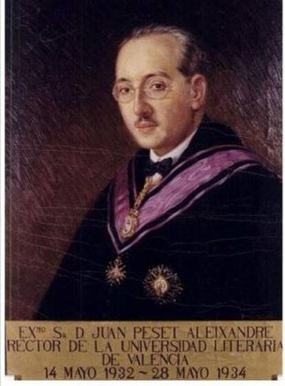 Retrato de Joan Peset, pintado por Francisco Ferrando, para la Universitat de València.