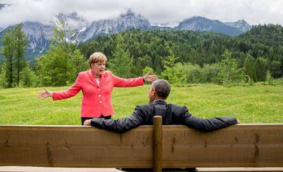 Angela Merkel, con Barack Obama, el 8 de junio de 2015.