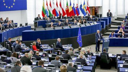 El presidente de la Comisión Europea, Jean-Claude Juncker, durante el debate del estado de la Unión en septiembre, en Estrasburgo.