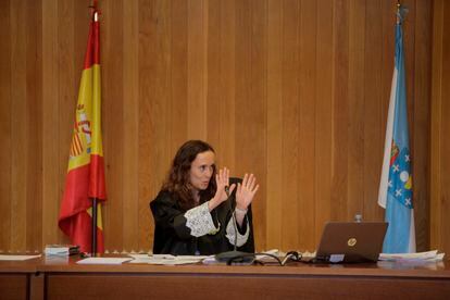 La juez titular del Juzgado de Primera Instancia 1 de A Coruña, durante la tercera jornada del juicio por la reclamación del Estado de la propiedad del pazo de Meirás.