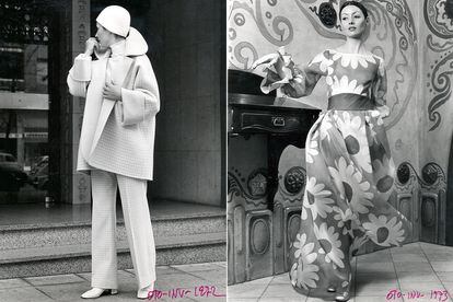 Tres piezas y vestido largo de Carmen Mir (años 70).