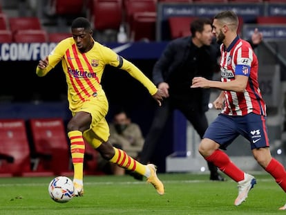 Ousmane Dembélé y Koke Resurrección en el partido de la primera vuelta entre FC Barcelona y Atlético de Madrid.