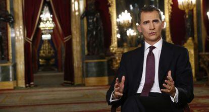 El rey Felipe durante su mensaje navideño.