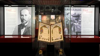 Parte de la exposición dedicada a Ramón y Cajal en el Museo Nacional de Ciencias Naturales.