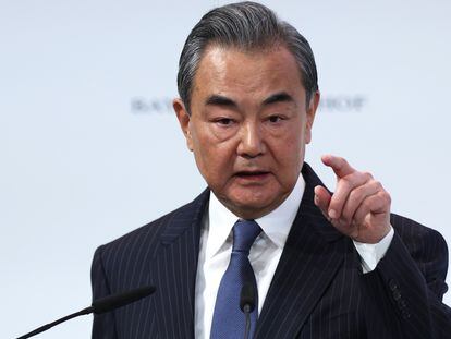 El líder de la diplomacia china, Wang Yi, en la Conferencia de Seguridad de Múnich, este sábado.