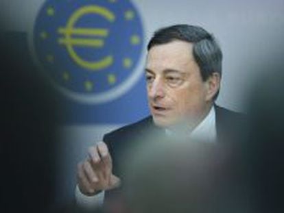 El presidente del Banco Central Europeo (BCE), Mario Draghi durante una rueda de prensa celebrada en Fr&aacute;ncfort, Alemania.