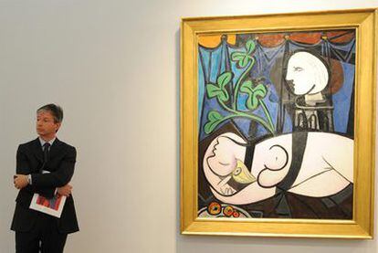 El cuadro <i>Desnudo, hojas verdes y busto </i>(1932), de Pablo Picasso, que se subastó ayer en Christie's por 81,9 millones de euros.