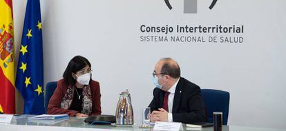 Carolina Darias y Miquel Iceta en una reunión del Consejo Interterritorial del Sistema Nacional de Salud