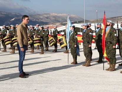 El presidente del Gobierno, Pedro Sánchez, visita la Base Miguel de Cervantes, en Marjayoun (Líbano)