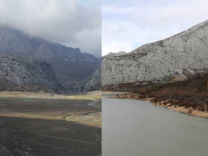 Embalse de Barrios de Luna, antes y después de las lluvias
