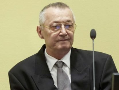 Franco Simatovic, exjefe de los servicios secretos de Serbia, ante el Tribunal Penal Internacional para Yugoslavia, el 30 de mayo de 2013 en La Haya.