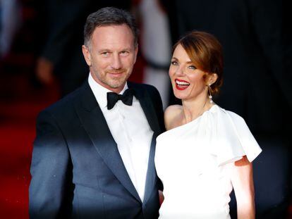 Christian Horner y Geri Horner en la 'premiere' de la película 'Sin tiempo para morir' de la saga de James Bond, en el Royal Albert Hall de Londres en 2021. 