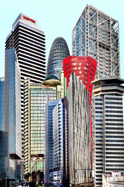 Fotomontaje con las torres más altas de Barcelona y L'Hospitalet.