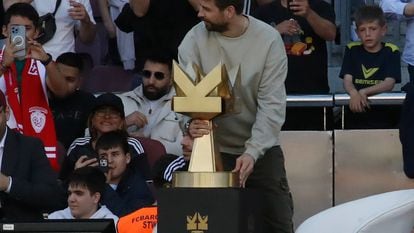 El exfutbolista Gerard Piqué, creador del evento en las finales de la Kings League, una competición de Fútbol 7 que se transmite en su totalidad por 'streaming' que se celebra este domingo en el Spotify Camp Nou con 90.000 espectadores.