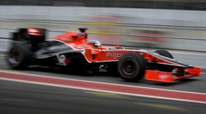 El Virgin de Timo Glock, durante los entrenamientos en Montmeló.