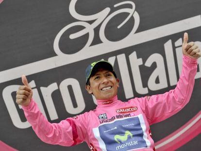 Nairo Quintana, con la &#039;maglia rosa&#039;