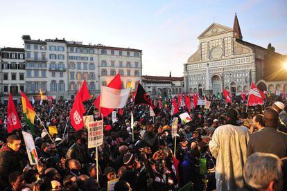 Aspecto de la manifestaci&oacute;n contra el racismo celebrada en Florencia.