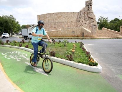 Una de las ciclovías en Mérida (México).