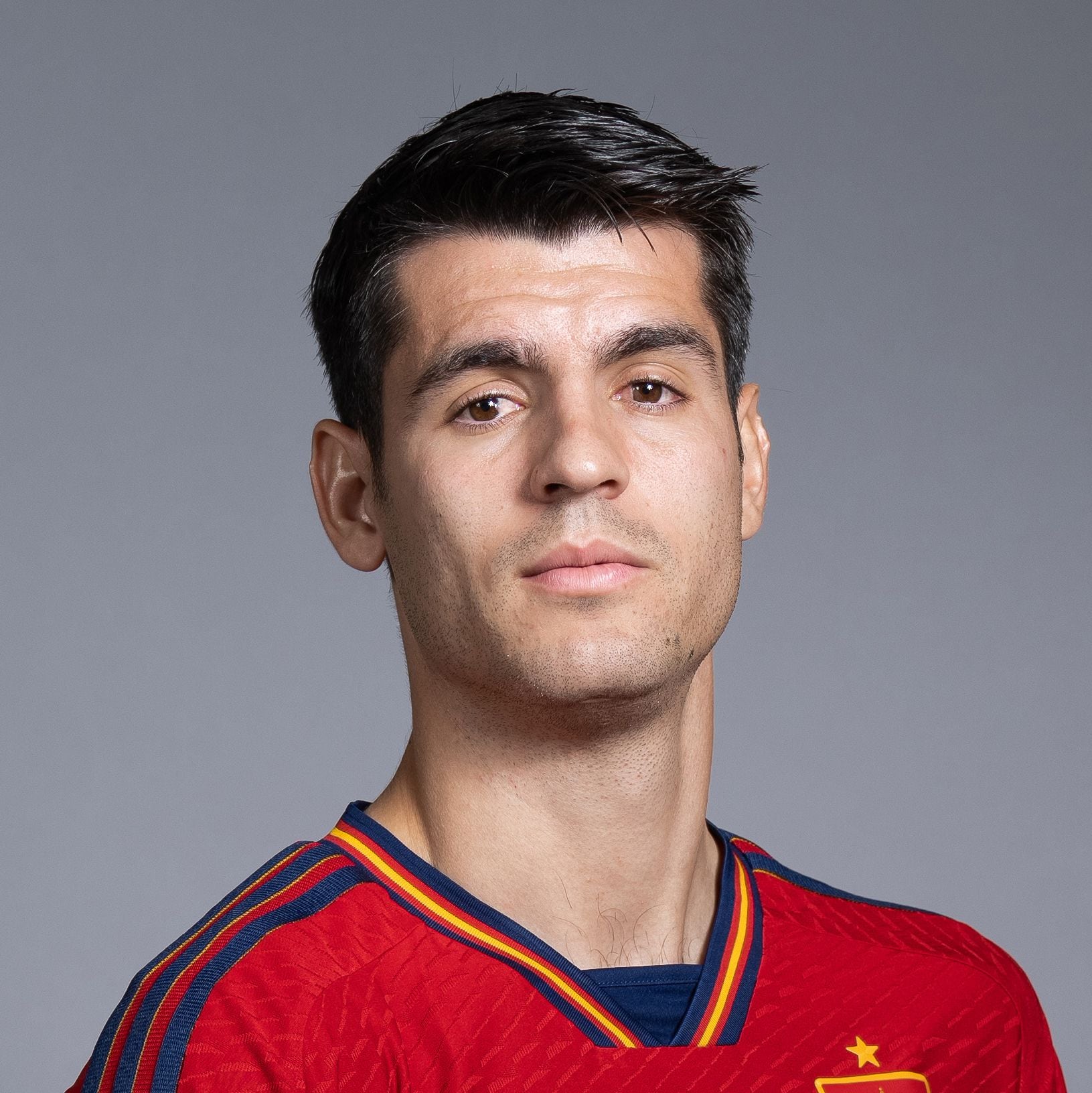 DOHA, QATAR - NOVEMBER 18: Alvaro Morata of Spain poses during the official FIFA World Cup Qatar 2022 portrait session on November 18, 2022 in Doha, Qatar. (Photo by Alex Caparros - FIFA/FIFA via Getty Images)