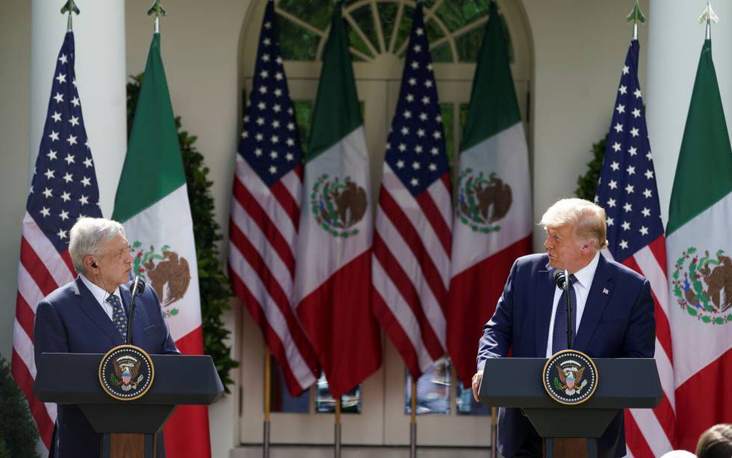 Trump y López Obrador en la Casa Blanca, en julio pasado. 