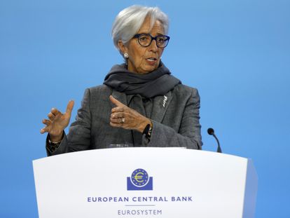La presidenta del BCE, Christine Lagarde, en rueda de prensa el pasado 14 de diciembre