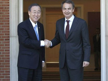 Zapatero con Ban en La Moncloa.