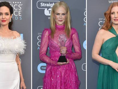 Las actrices Angelina Jolie, Nicole Kidman y Jessica Chastain en los Critics' Choice Awards.