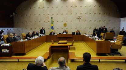 Vista general de los miembros del Tribunal Supremo de Brasil en la vig&eacute;sima sesi&oacute;n del &lsquo;caso mensal&atilde;o&rsquo;.