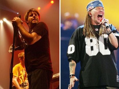 James Murphy de LCD Soundsystem, a la izquierda, y Axl Rose de Guns 'n Roses, a la derecha.