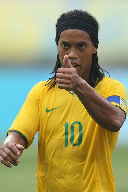 Ronaldinho, en un partido con la selección brasileña de los Juegos de Pekín (2008).