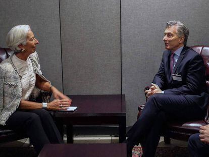 La directora gerente del FMI, Christine Lagarde, recibe el martes en Nueva York al presidente de Argentina, Mauricio Macri.
