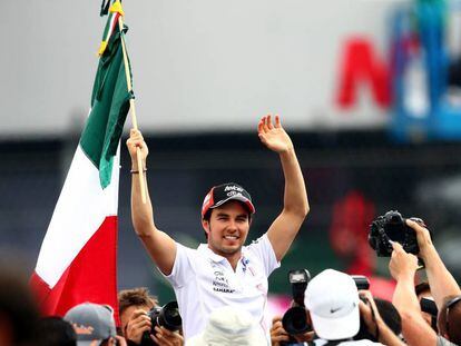 P&eacute;rez durante el Gran Premio de M&eacute;xico. 