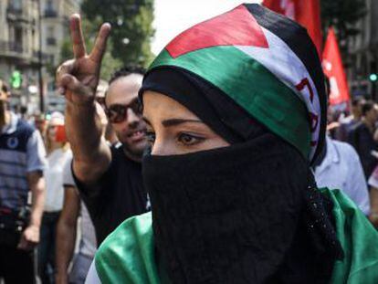 Manifestación en La Goutte d'Or contra la ofensiva de Israel en Gaza, en verano de 2014.
