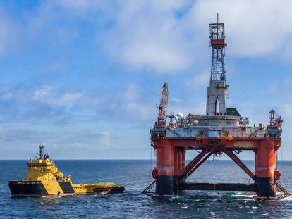 Una plataforma petrolífera de perforación situada en el mar del Norte.