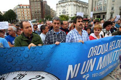 L&iacute;deres de la izquierda &#039;abertzale&#039; durante la concentraci&oacute;n de esta ma&ntilde;ana en Bilbao.