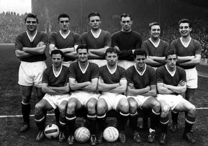Alineaci&oacute;n del Manchester United en 1958.