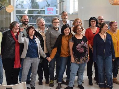 Miembros de IU, Anticapitalistas y Bancada Municipalista en la presentación de su candidatura conjunta.